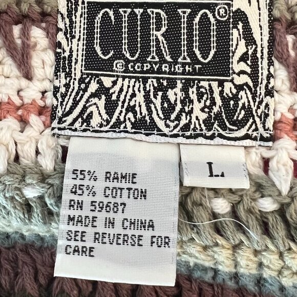 Curio Hand Knit Women's Sweater, Neutral Stripe, Size L, Cotton/Ramie Blend - Picture 5 of 8